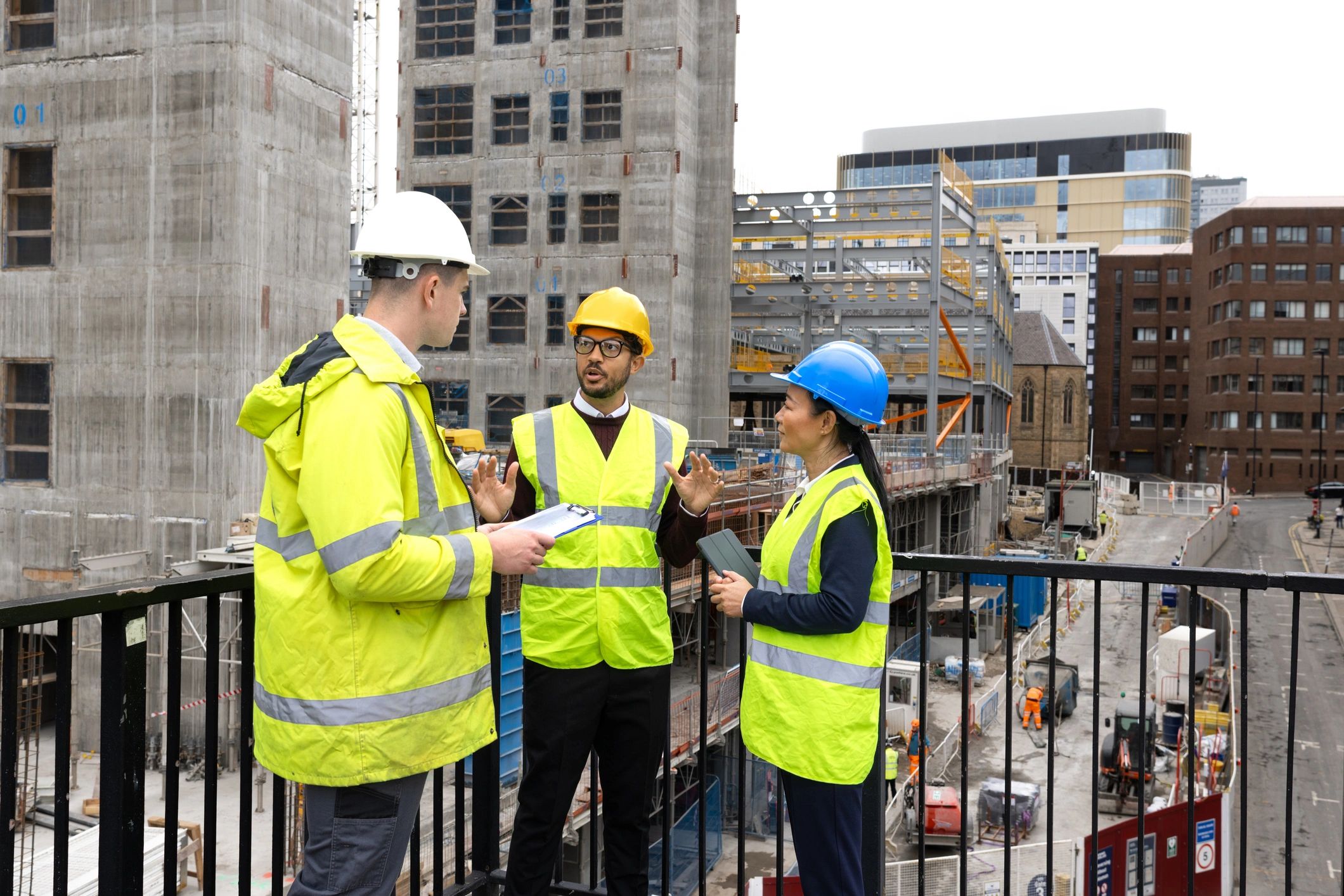 Ashbourne Projects team reviewing plans on site